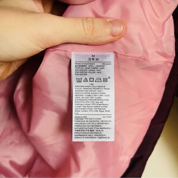 GAP Burgundy Puffer Winter Jacket Medium - Picture 6 of 6